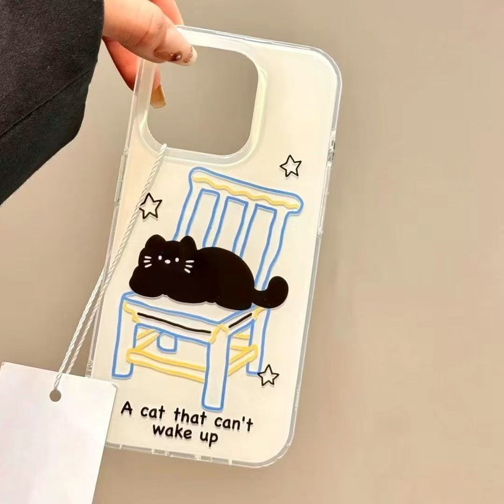 SAMSUNG ขี้เกียจนั่งแมวดําสําหรับSamsung S25 S23 S24 S21 S22 S23FE S21FE S24PLUS S23PLUS S22PLUS S23