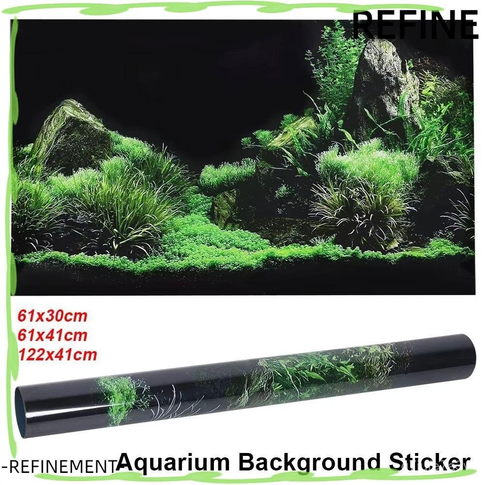 REFINEMENT 1Pcs Fish Tank Sticker, PVC 120x41cm Aquarium Background Sticker, Self Adhesive Water Gra