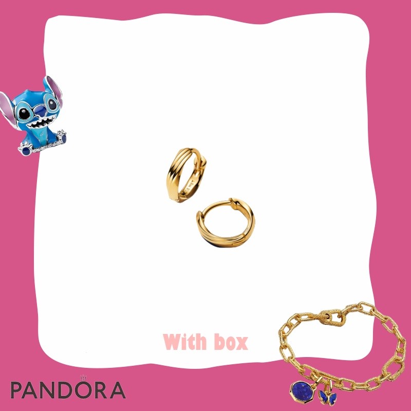 พร้อมกล่องFashion Design Gift Women Jewelry S925 Sterling Silver PANDORA / ต่างหู Huggie Twisted 	26