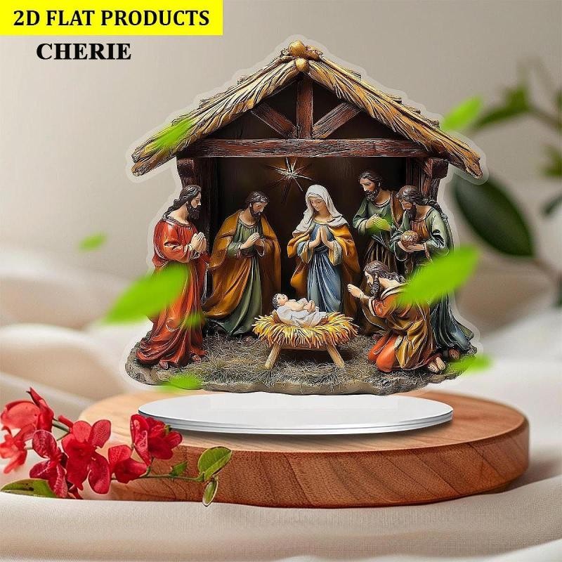 [Chery] Jesus Birth Figurine เครื่องประดับรูปปั้นคริสต์มาสประติมากรรมอะคริลิคสําหรับเตาผิง