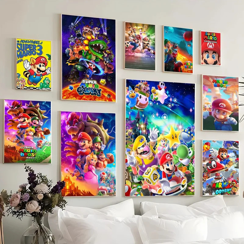 1PC Classic Anime Movie M-Marios Movie Sticky Posters Retro Kraft Paper Sticker DIY Room Bar Cafe Ae