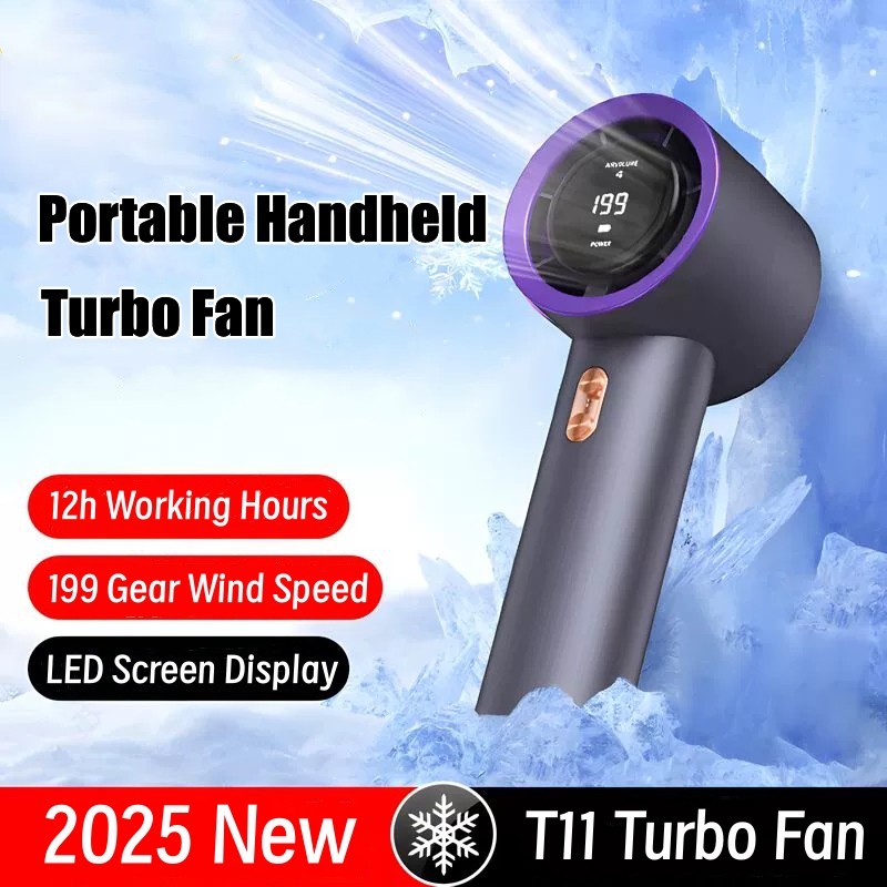 4000 Mha T11 พัดลมพกพา Bladeless Turbo Fan ความเร็วสูง 199 Gear Stepless Silent Variable Speed USB