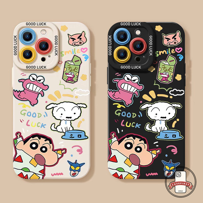 การ์ตูนสีเทียนลูกสุนัขจระเข้ shinchan กราฟฟิติ เคส IPhone 7Plus XS Max 14 16 12 11 15 13 Pro Max X 8 7 14 15 16 Plus XR