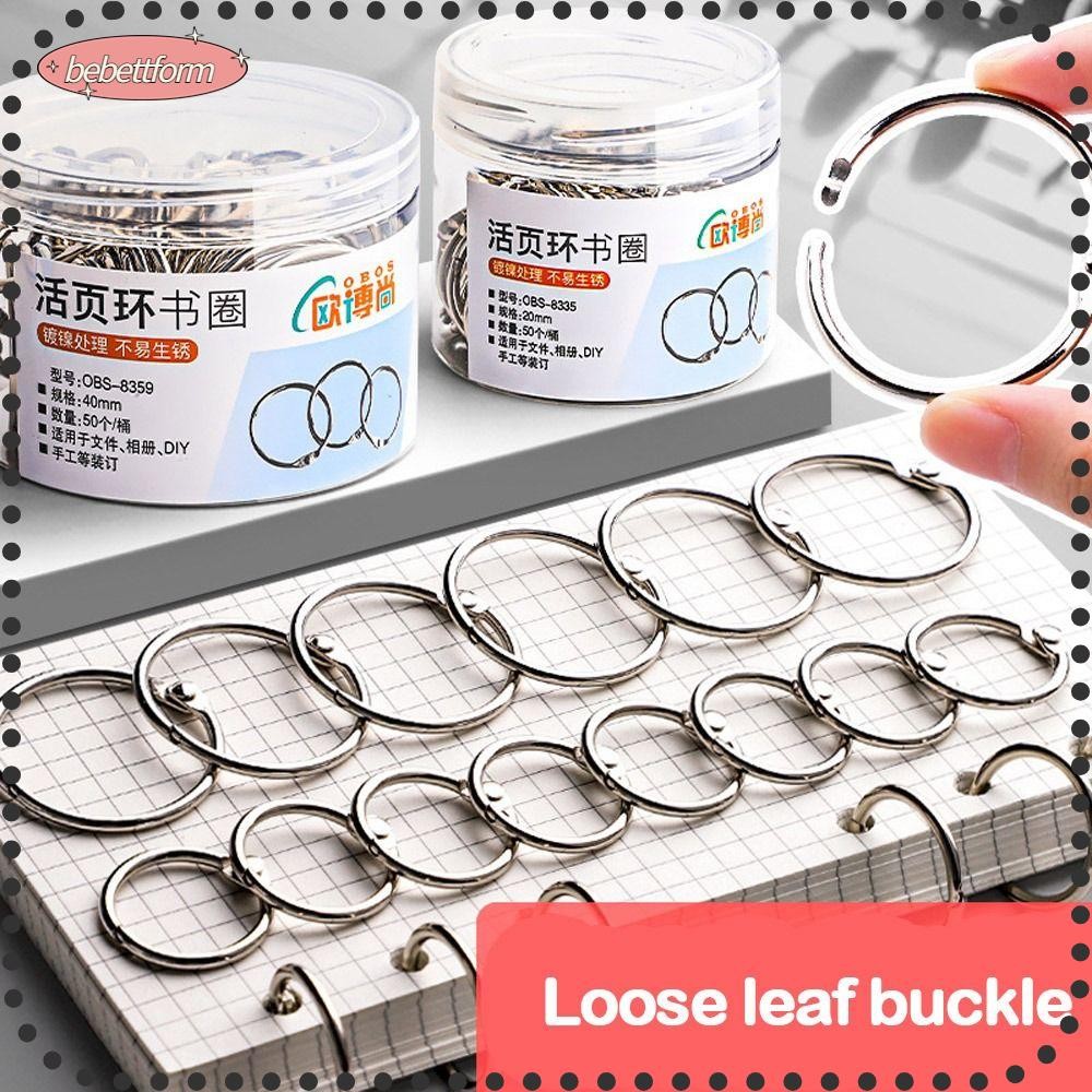 BEBETTKISS Binder Ring, 20/30/40/50 มม. อุปกรณ์สํานักงาน Loose-leaf Ring Clip การ์ด