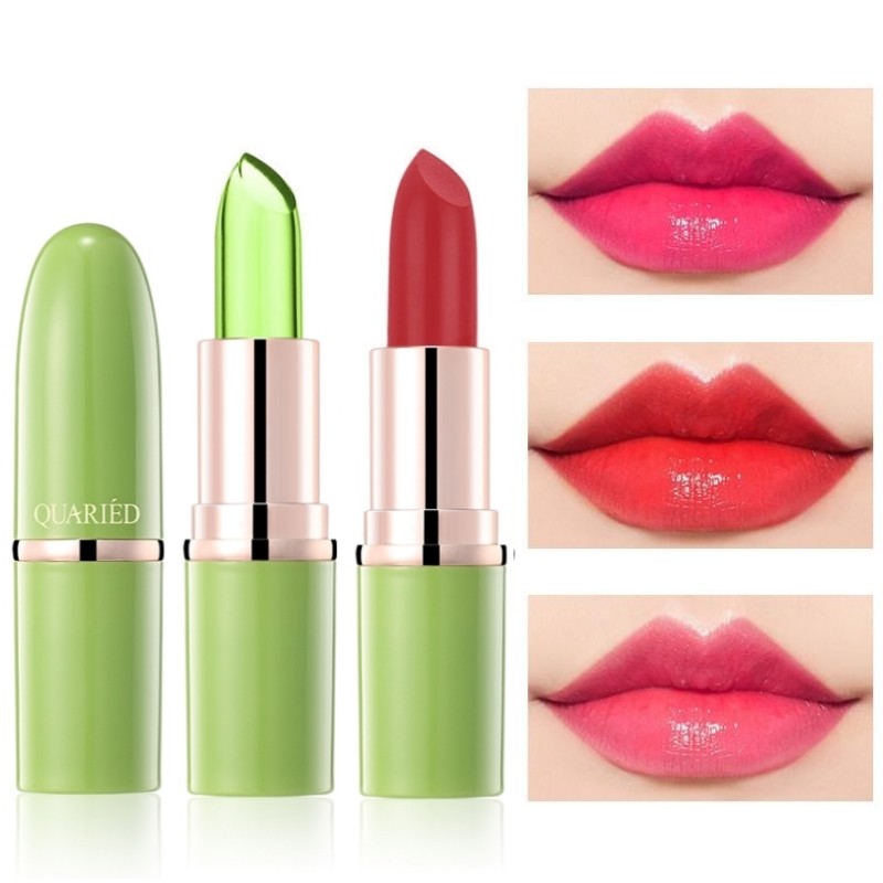 สารสกัดจากว่านหางจระเข้ Jelly Lip Balm Care Moisturizing Non-stick Cup Mirror Lip Gloss อุณหภูมิเปลี่ยนสีลิปสติกอุ่น