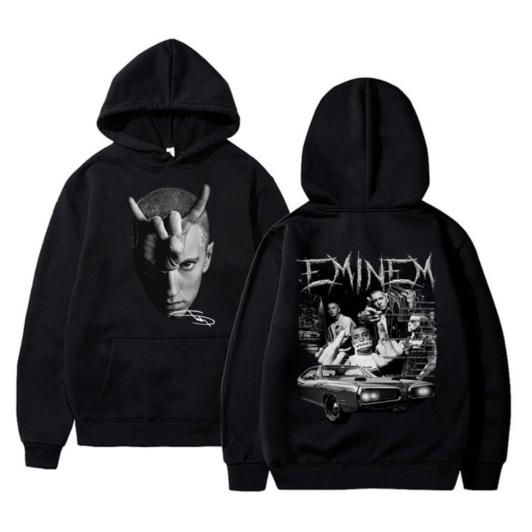 เสื้อมีฮู้ดพิมพ์ลายผู้ชาย Rapper Eminem กราฟิก Hoodie ผู้ชาย  ขนาดใหญ่เสื้อ Mens Harajuku ชาย Cool m