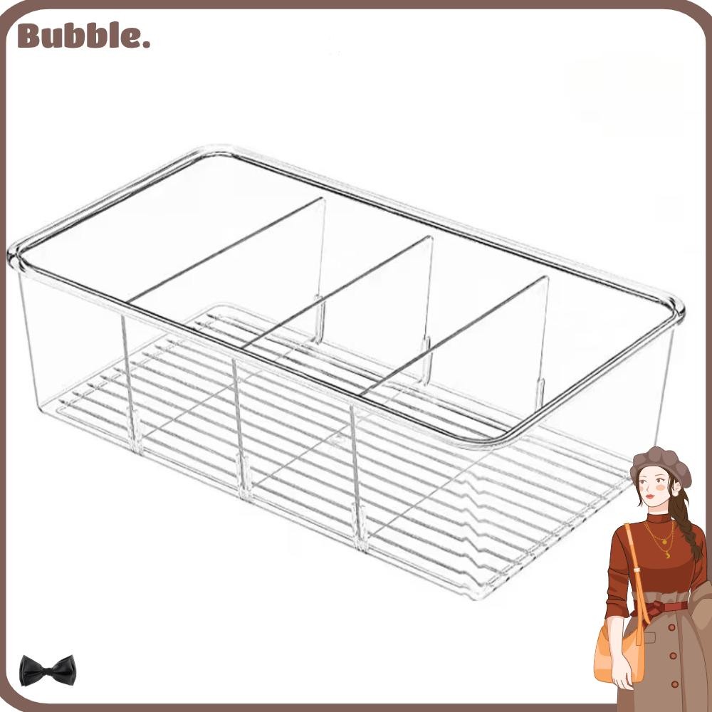 BUBBLE ที่เก็บของในครัวกล่องลิ้นชัก,ขนาดใหญ่ความจุที่ถอดออกได้ Dividers กล่องเก็บตู้เย็น, 4 กริดถังเก็บอาหาร Kitchen Organizer