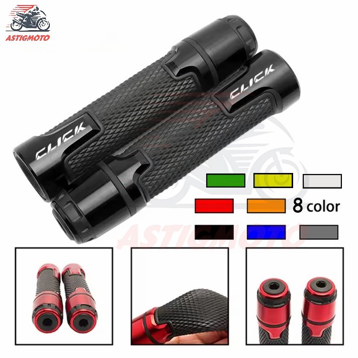 1 คู่สําหรับ Honda Click 125i 150i V2 V3 รถจักรยานยนต์ดัดแปลง CNC อลูมิเนียม Grips 7/8 "22 มม.Handlebar Grips พร้อมบาร์ end ยาง Handle Grips
