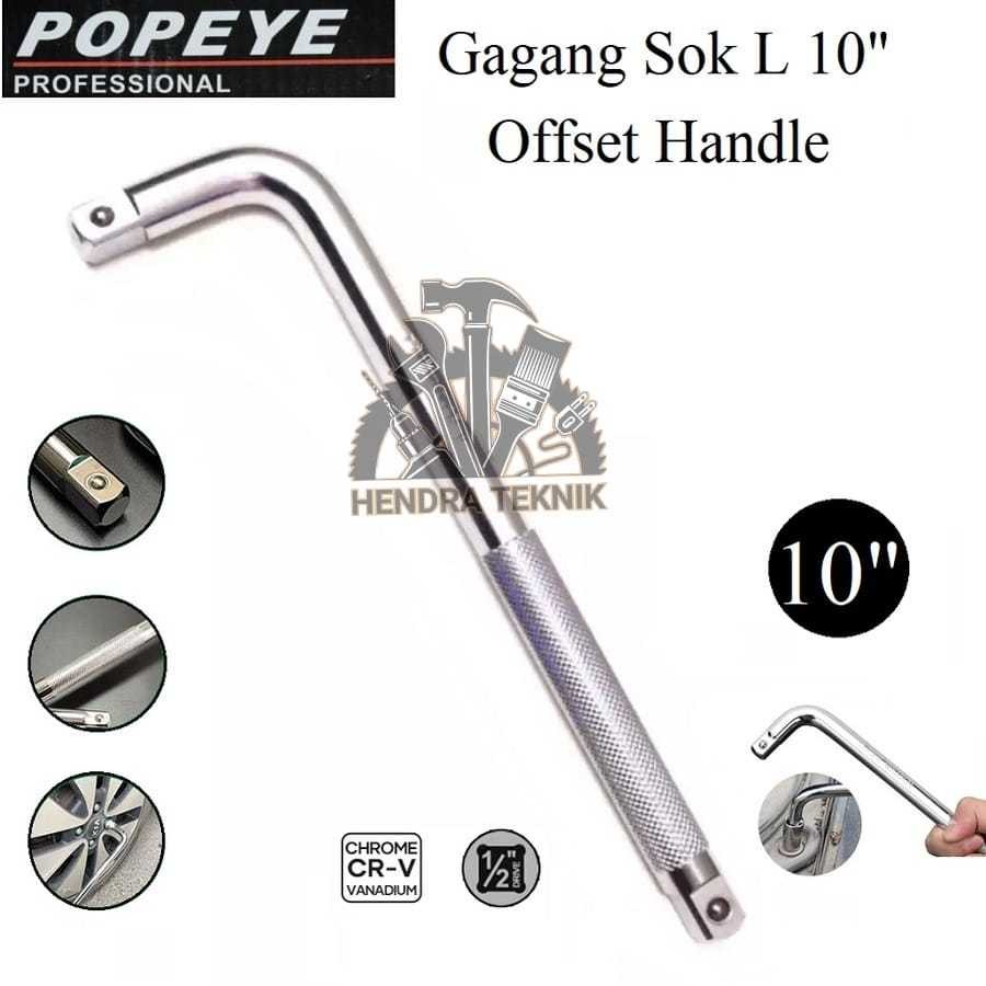 LBAR 10 DIM 25CM CHROME VANADIUM L-SOCKET HANDLE 1/2" X 10 INCH CROM 250MM L-SOCKET HANDLEBAR 10 IN
