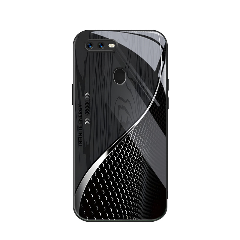 สําหรับ Oppo F9&Oppo F9 Pro&Oppo A7X&Realme 2 Pro ,เครื่องชั่งลายไม้สีดํา,บุคลิกภาพอินเทรนด์,เคสป้อง