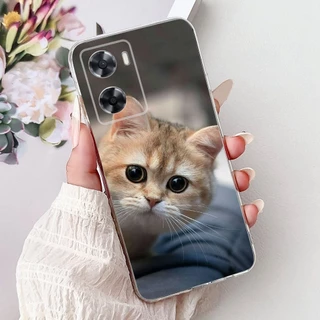 สําหรับ OPPO A57 4G 2022 A57e A57s A77 A77s CPH2387 กรณีดอกไม้แมวภาพวาดซิลิโคนอ่อนนุ่ม TPU เคสโทรศัพท์