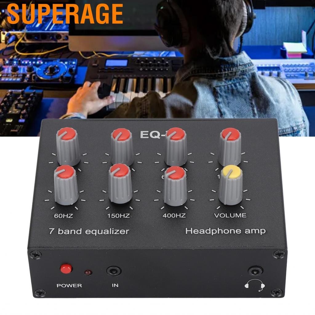Superage 7 Band Sound Equalizer Professional High Bass Adjustment 5.5x2.1 อินเตอร์เฟส 12dB Digital C