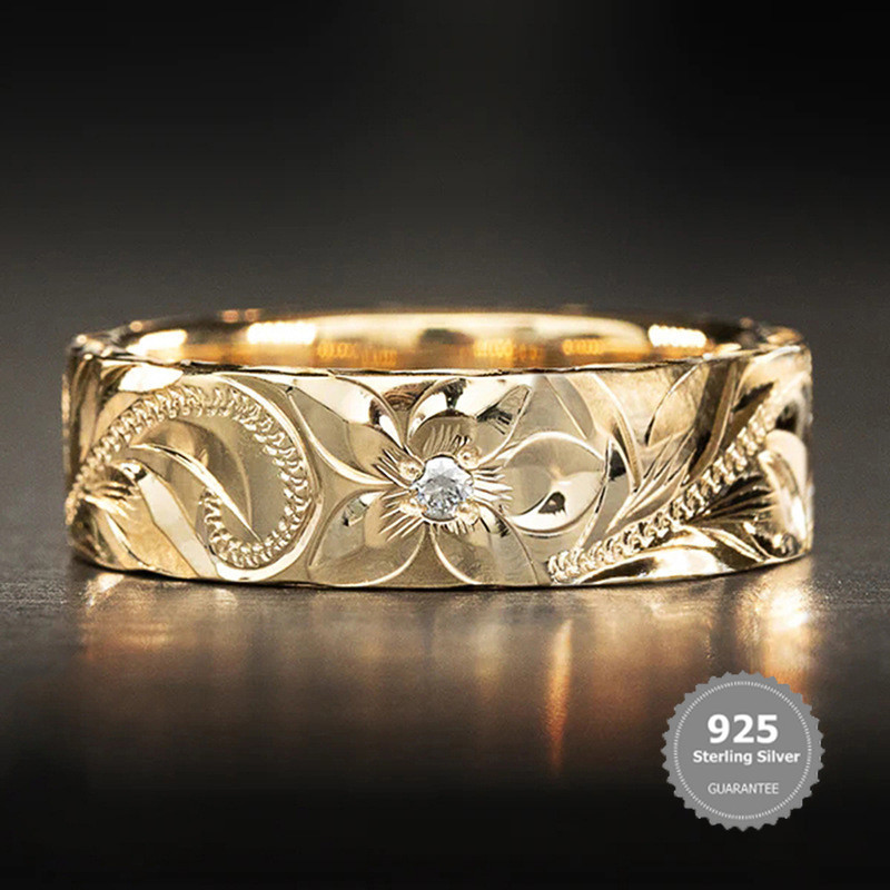 BiBi Jewelry S925 Silver Texture Floral Relief Design Fresh Matching Jewelry