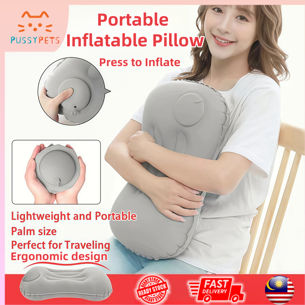 หมอนรองคอแบบเป่าลมขนาดกะทัดรัด U Shape Travel Support สําหรับ Office Plane Car Camp Quick Press Infl