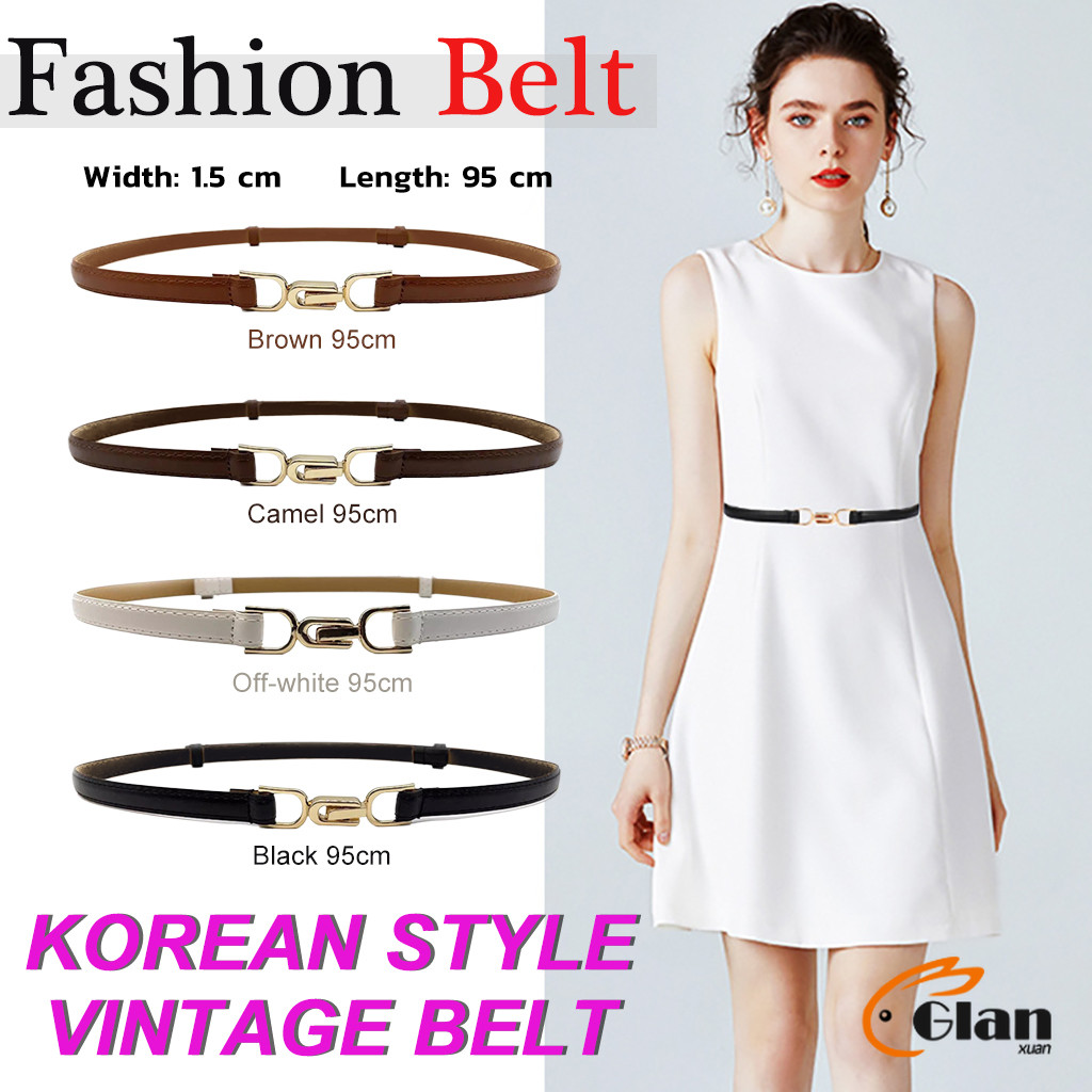 GX เข็มขัด แบบบาง ปรับความสั้น ยาวได้ แฟชั่นเรียบง่าย สไตล์เกาหลีเรโทร สําหรับผู้หญิง 95cm Korean Style Vintage Belt