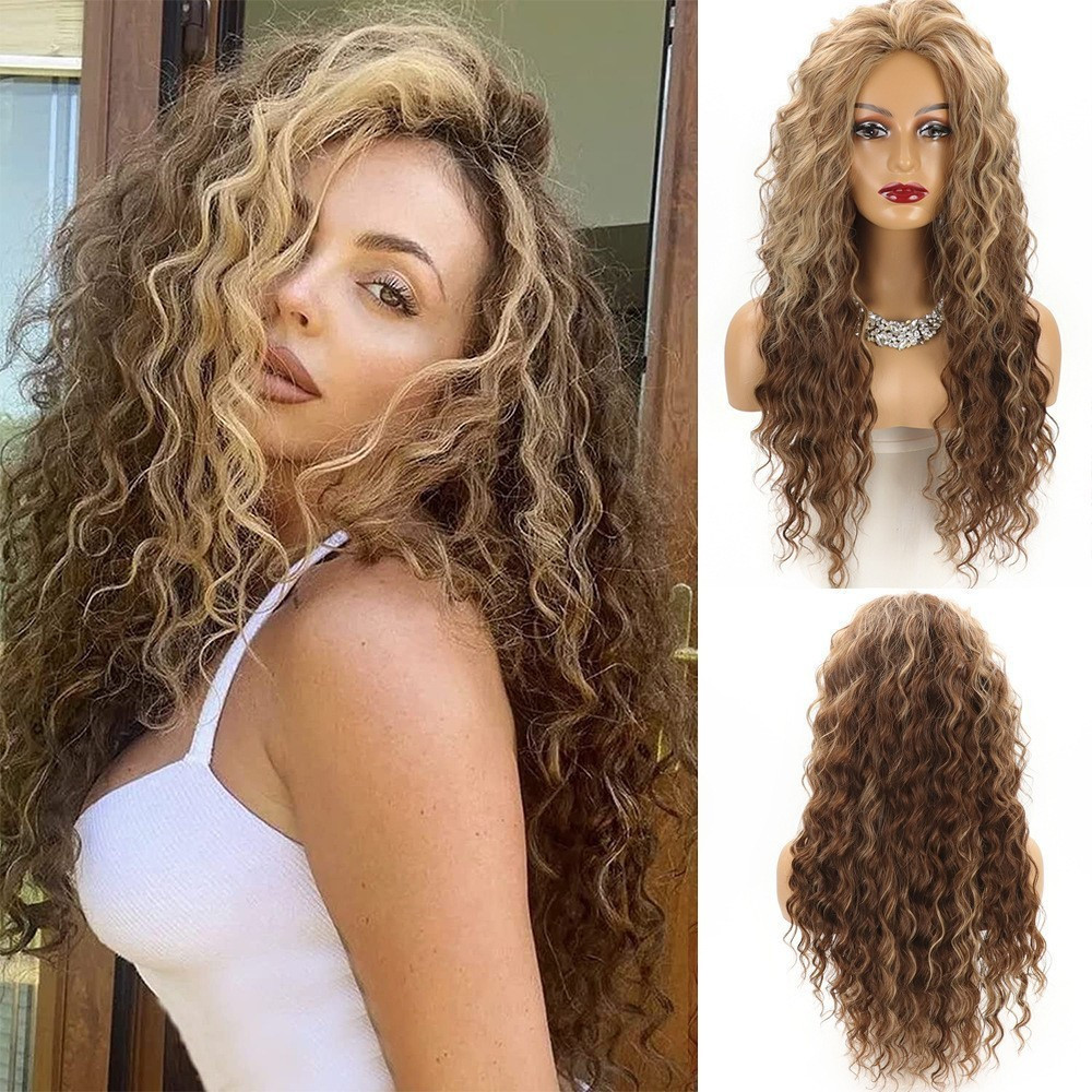 วิกผมยาวลอนสําหรับผู้หญิง | ส่วนด้านข้าง Hollywood Blonde | ผมสังเคราะห์ระบายอากาศ | สายรัดปรับระดับได้ & ลุคธรรมชาติ | ออมเบรสีบลอนด์สีเทา | ผมพรมแดง