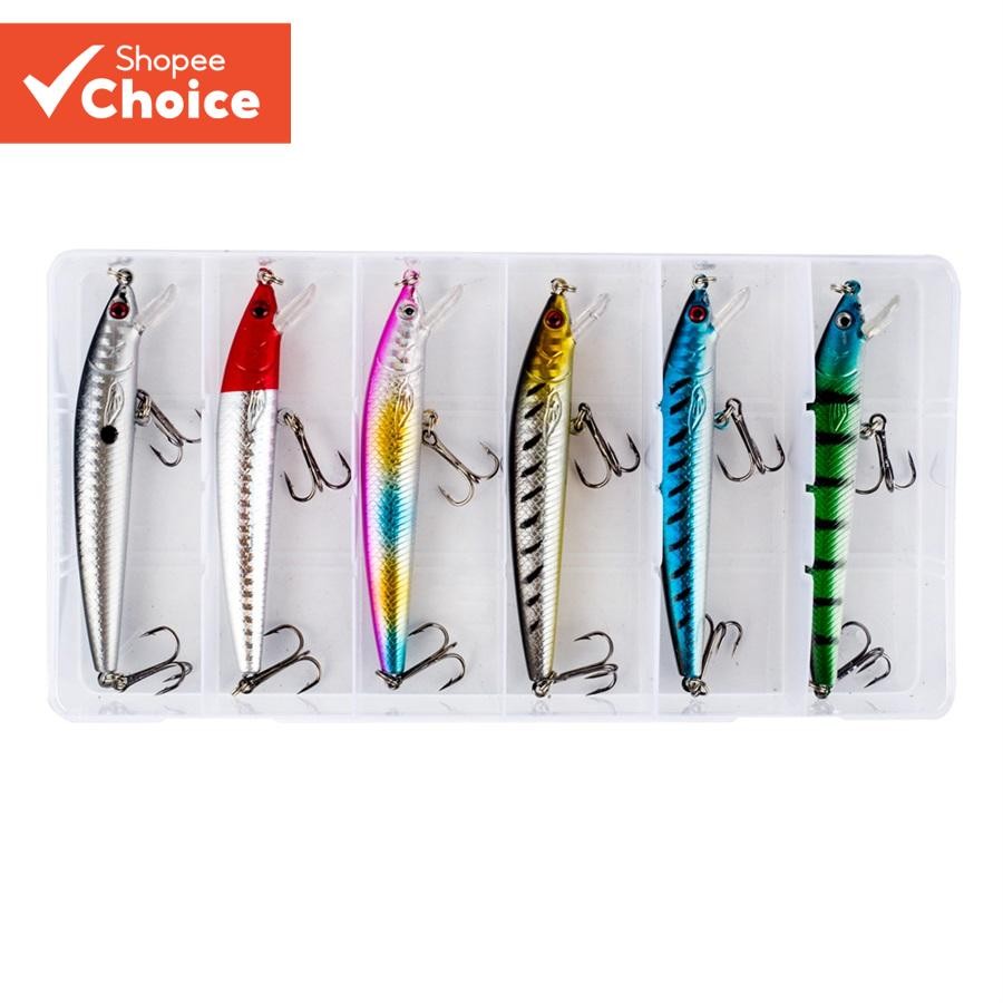 6 ชิ้น/กล่องชุดเหยื่อตกปลาลอย Minnow 10 ซม./7.5g Hard Topwater เหยื่อตกปลาเหยื่อประดิษฐ์พร้อมตะขอสําหรับ Bass Pike ปลาคาร์พ Swimbait Tackle.