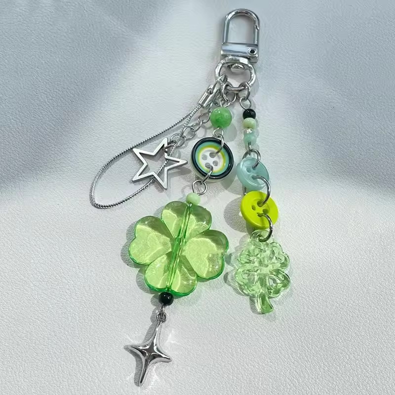 Lucky Four Leaf Clover พวงกุญแจโทรศัพท์มือถือจี้ Key Chain ตกแต่ง
