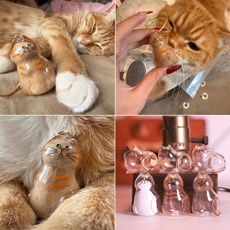 พวงกุญแจใสกล่องเก็บขนแมวแขวน Gaunt Cat Hair Storage Capsule