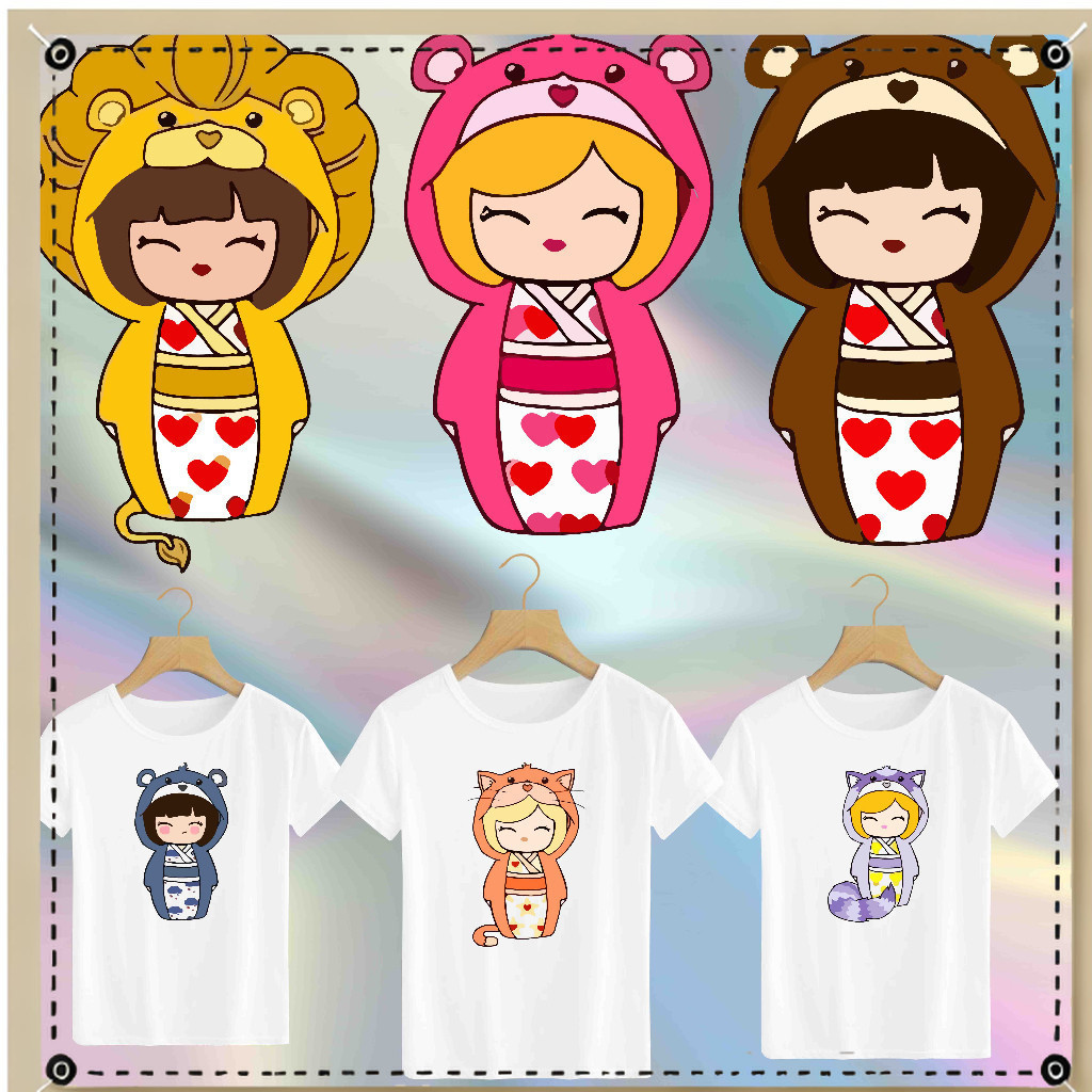 UV445 สกรีนลาย DTF สติ๊กเกอร์ขนาด A5 KIMONO GIRLS THEME