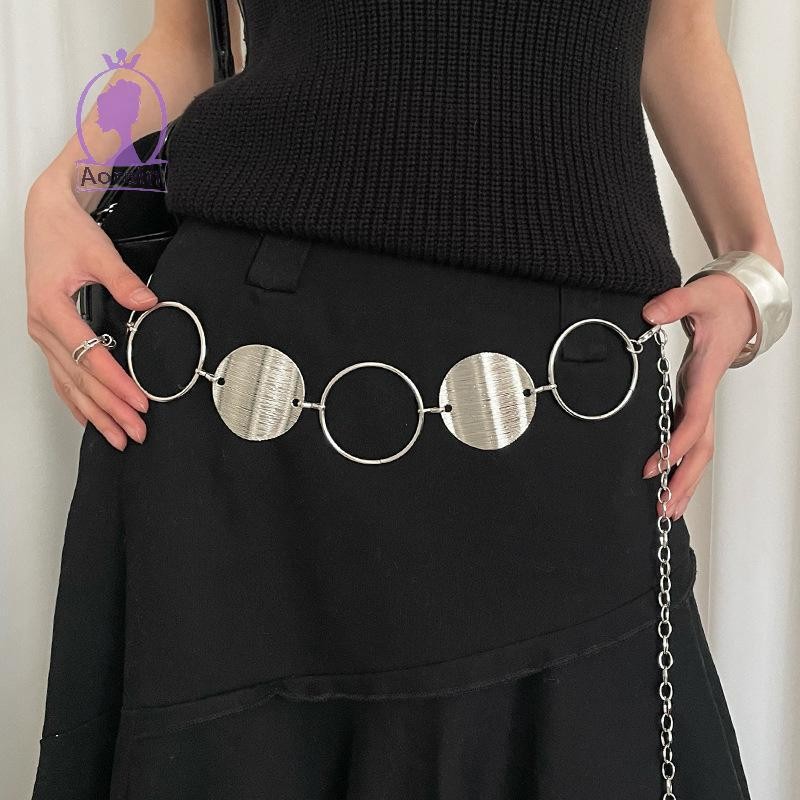# ANTH # แฟชั่นโลหะรอบแผ่นดิสก์ Splicing ผู้หญิงเอวชุดตกแต่ง Body Chain เครื่องประดับอุปกรณ์เสริม .