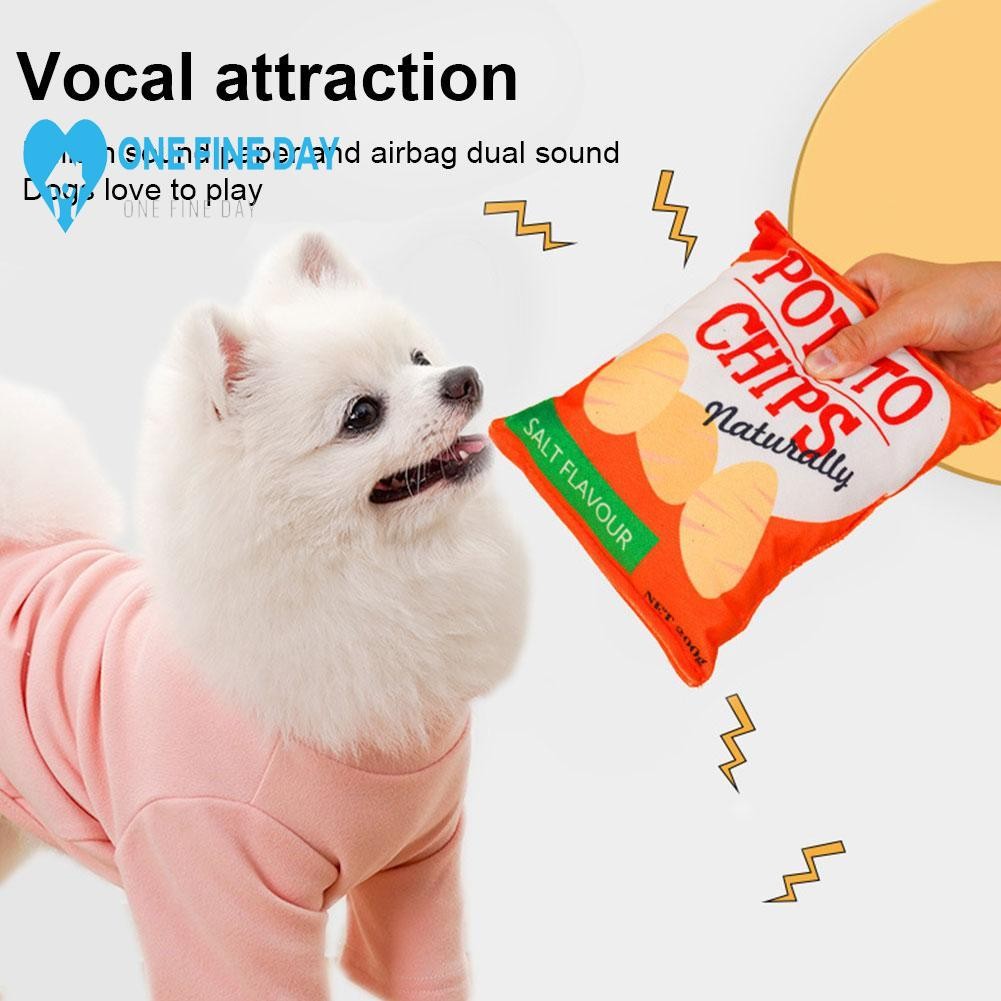 ของเล่นสุนัขมีเสียงกระดาษของเล่นมันฝรั่งทอดกัดทนสุนัข Squeaky กัดของเล่นตุ๊กตาของเล่น U9y7