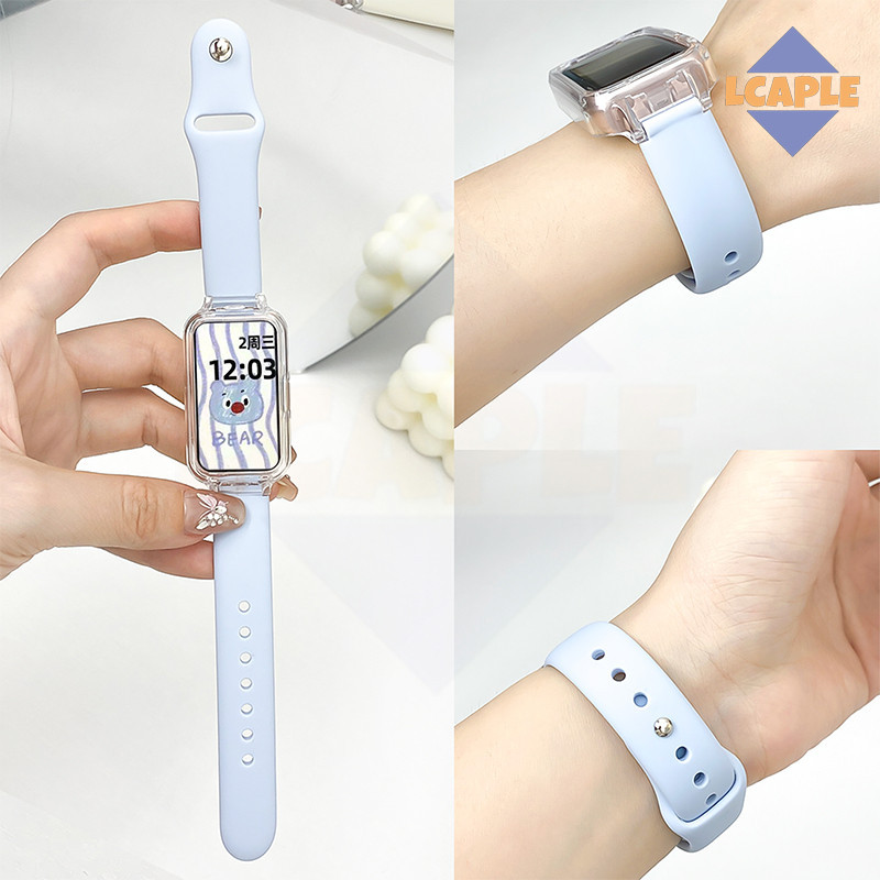 สายซิลิโคนกรณีโปร่งใส for Huawei Band 10 9 8 กรอบแข็งป้องกันปกป้องหน้าจอ สายรัดข้อมือซิลิโคนยางอ่อน for Huawei Band 10