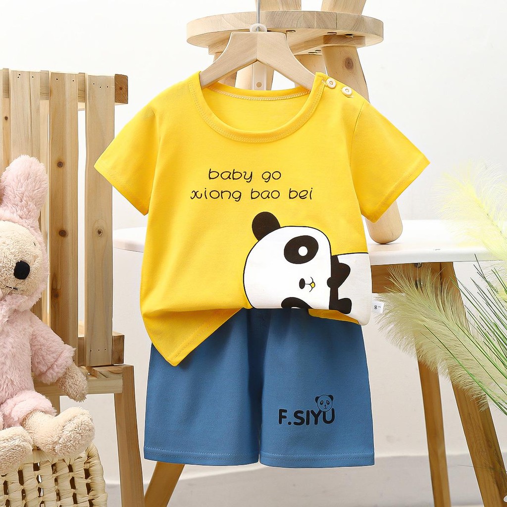 ชุดเด็กฤดูร้อน ชุดเซ็ตเสื้อ+กางเกง สั้นชุดเด็กลายการ์ตูนน่ารัก ผ้านิ่ม ใส่สบาย เหมาะสำหรับเด็กอายุ 6เดือน - 6ปี "DA-C"