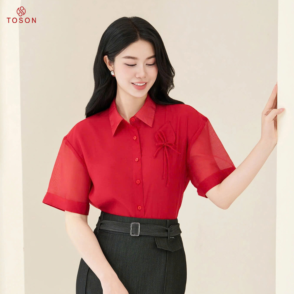 เสื้อไหมพรมผู้หญิงสีแดงดอกไม้ 12015ง35