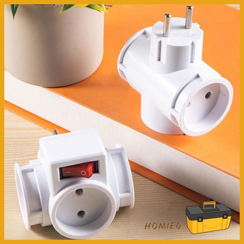 HOMIE0 ปลั๊กแปลง EU แบบพกพาอะแดปเตอร์แปลงไฟขยายสามเต้าเสียบสําหรับโฮมออฟฟิศและการเดินทาง 16A 250V Tr