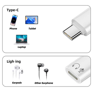 HdoorLink Type C To IOS อะแดปเตอร์หูฟัง 8PIN หญิง USB C อะแดปเตอร์เสียงสําหรับ Aple 1516 Samsung Voice Call อะแดปเตอร์ชุดหูฟังแบบมีสาย