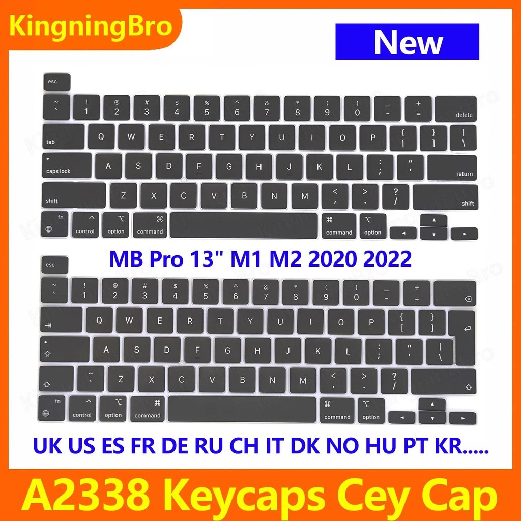 ใหม่คีย์บอร์ดคีย์ Keycaps สําหรับ Macbook Pro 13 “A2338 Keycap Key หมวก US UK สเปนภาษาฝรั่งเศสคํารัสเซีย Hungary 2020 2022