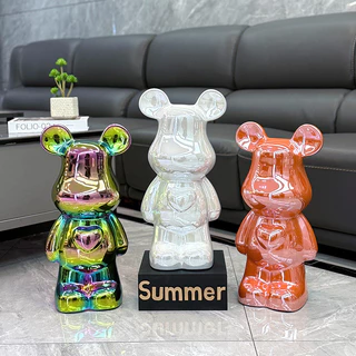 พร้อมส่ง🚚กระปุกออมสิน 18CM 28CM กระปุกออมสินหมีเซรามิก กระปุกออมสินหมีดุร้าย สีโลหะต่างๆ งานกระเบื้องเซรามิค ของตกแต่งบ