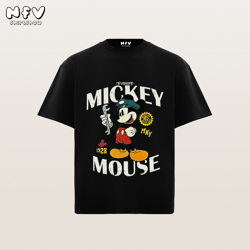 NFV แฟชั่นเกาหลี🎀เสื้อยืดแขนสั้นคอกลม ลายพิมพ์การ์ตูนมิกกี้เมาส์ ใส่สบาย ทรงหลวม ผ้าฝ้ายแท้ YG535 - รูปที่ 6