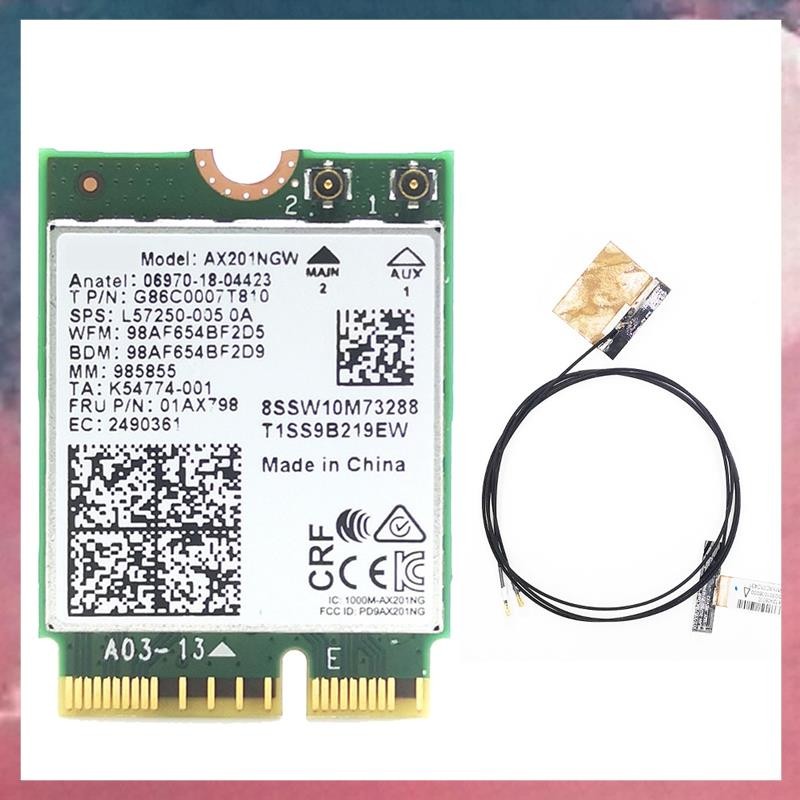 AX201 AX201NGW การ์ด WiFi พร้อมเสาอากาศ 2X M.2 CNVio2 2.4 Ghz/5Ghz