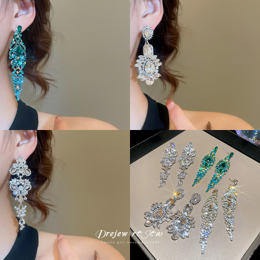 เดรเจว เข็มเงินเพชร-หุ้มห่อสแควร์หยดน้ําจี้ต่างหูโอ้อวดและอินเทรนด์จากยุโรปและอเมริกาหรูหราเบาๆและต่างหูระดับไฮเอนด์ส