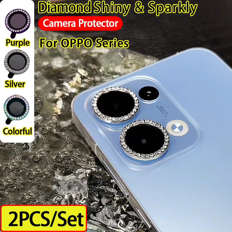 สําหรับ OPPO Reno 13 14 15 13F 14F 15 5G ฝาครอบกล้องเพชร Shinny เลนส์ป้องกันฟิล์ม OPPO Reno 13 14 15 Pro 5G เลนส์ Glass Glitter กล้องฟิล์มโลหะกลับกล้องเลนส์ฝาครอบ