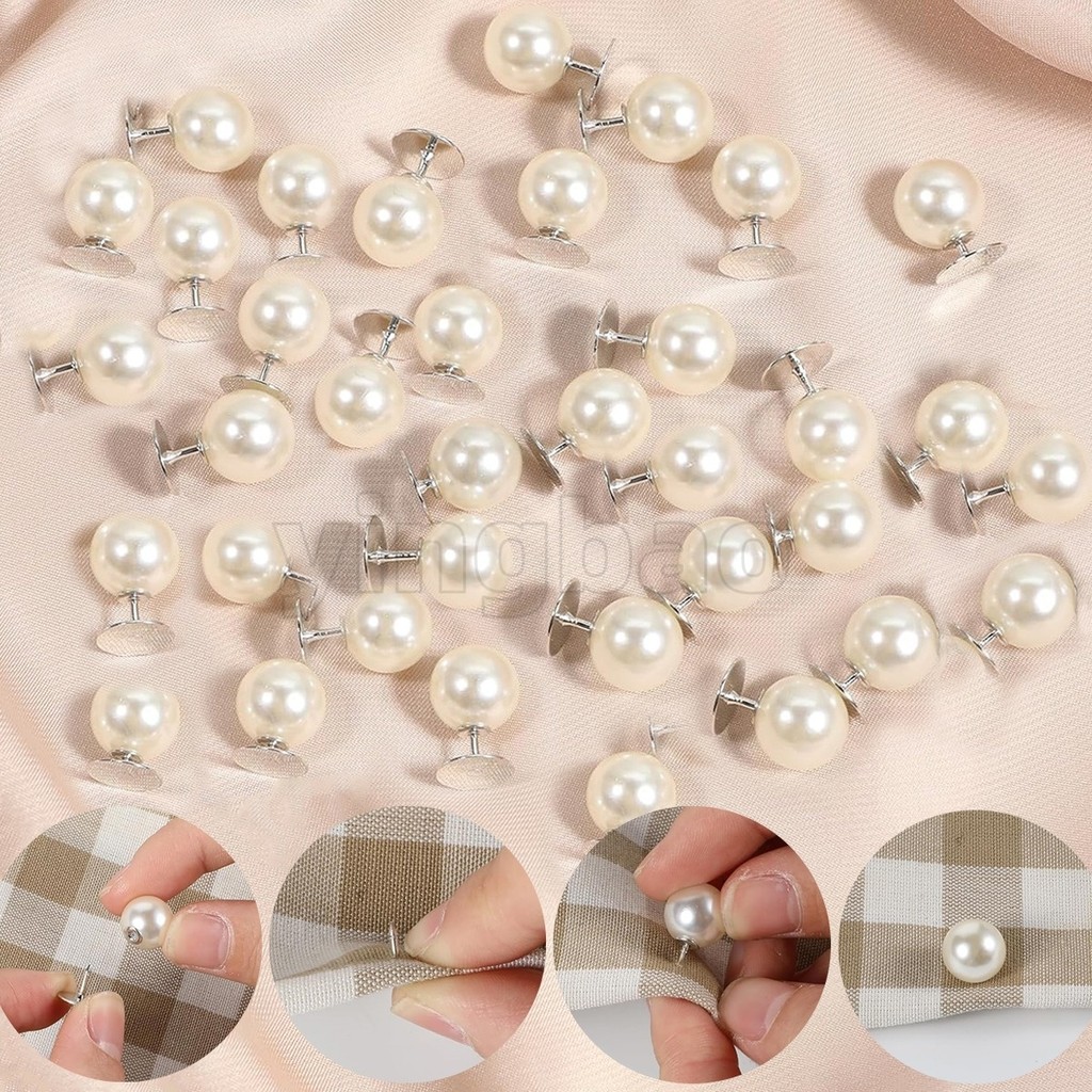 30 ชิ้นความปลอดภัย Pin Pearl เข็มกลัดปุ่มสตั๊ดเสื้อผ้าเสื้อ Gold Hoops Jean สําหรับเสื้อผ้าหลวมอุปกรณ์ตกแต่ง