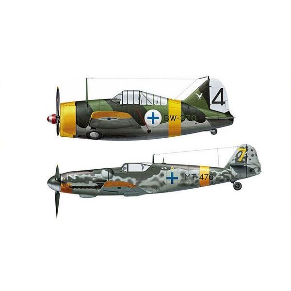 Hasegawa 02279 1/72 B239 Buffalo And ME BF109G6 Finish Airforce