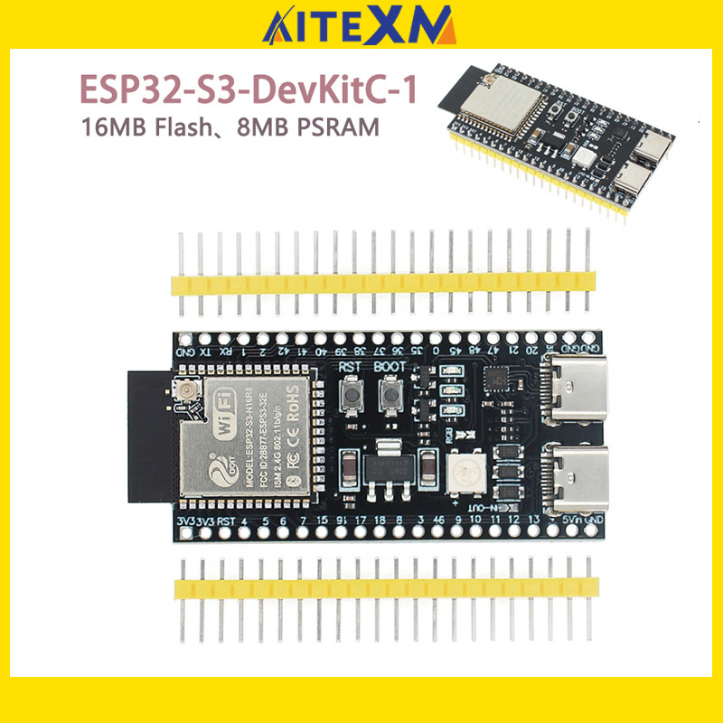 Esp32-s3 บอร์ดพัฒนา 2.4G Wifi โมดูลสําหรับ Arduino ESP IDF ESP32-S3-WROOM-1 N16R8 44Pin Type-C 16MB แฟลช 8M PSRAM ESP32 S3