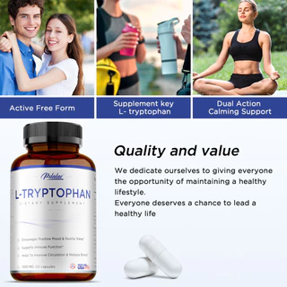 L - Tryptophan Capsules, Encourages Positive Mood, นอนหลับสบายและรองรับฟังก์ชั่นภูมิคุ้มกัน