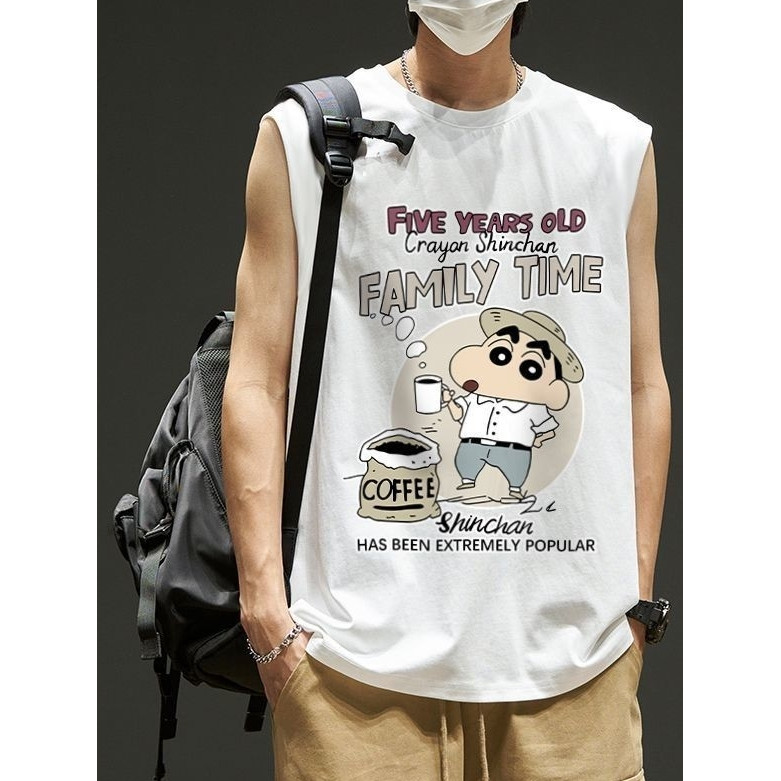 NEW เสื้อแขนกุด ลายชินจังดื่มกาแฟ OP-1147