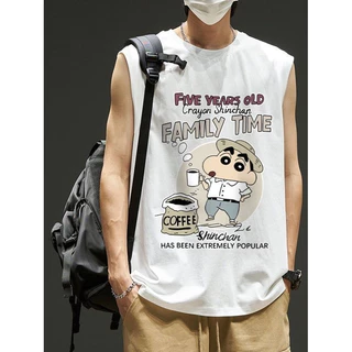 NEW เสื้อแขนกุด ลายชินจังดื่มกาแฟ OP-1147