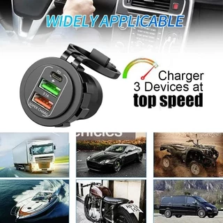 83W Max ชาร์จโทรศัพท์ซ็อกเก็ต 45W PD + QC3.0 Fast Charging 22.5W Dual USB + Type C Outlet 3 พอร์ตอะแดปเตอร์กันน้ํา 12 V-24 V