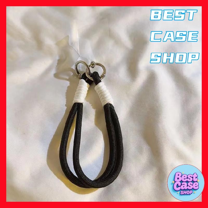 Phone Lanyard สายคล้องโทรศัพท์มือถือ สไตล์วินเทจ Macarons Weave เชือกเส้นเล็ก แบบถัก สีน้ําตาล สีดํา สีขาว แบบเรียบง่าย