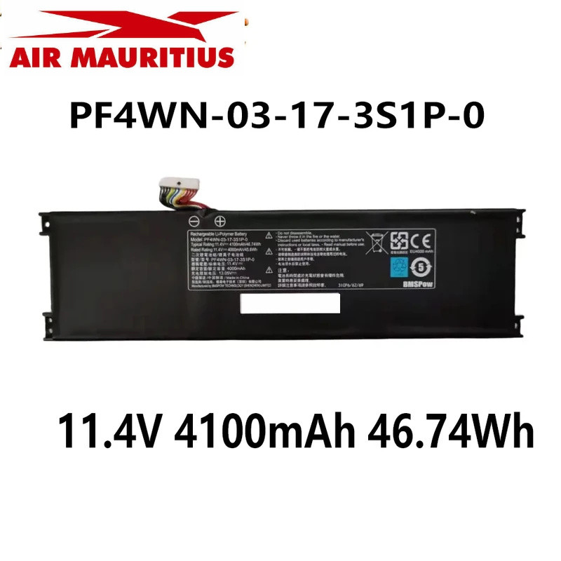 PF4WN-00-13-3S1P-0 U47T1 11.4โวลต์4100มิลลิแอมป์ชั่วโมง46.74Wh แล็ปท็อปแบตเตอรี่สำหรับ HASEE KINGBOO