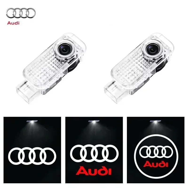 2PCS LED ประตูรถโลโก้ยินดีต้อนรับสําหรับ AUDI A4 B5 B6 B7 B8 B9 A1 A3 8V 8P 8L A6 C7 A7 A7 A8 Q3 Q5 