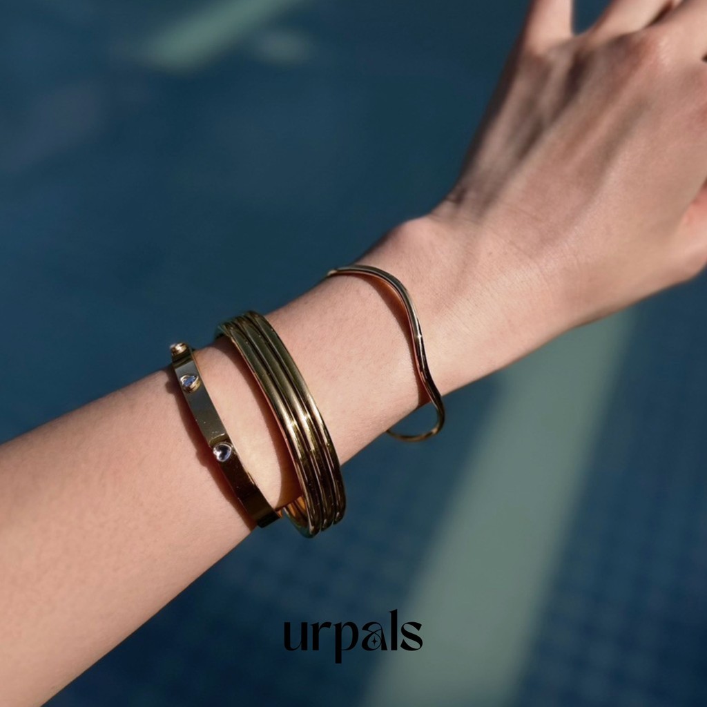 URPALS กำไล Stainless ชุบทอง18K เกรดคุณภาพสูง ใส่อาบน้ำ ออกกำลังกายได้