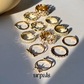 URPALS แหวน Stainless ชุบทอง18K ฝังเพชร CZ High Quality งานเรียบหรู ดีไซน์เก๋ ใส่ออกงานได้