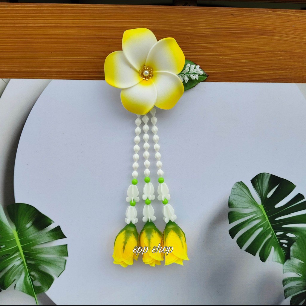 กิ๊บดอกไม้ กิ๊บดอกลีลาวดี ห้อยชายอุบะ กิ๊บติดผม ฟ้อนรำ เต้นรำ ใส่ได้ทั้ง เด็ก และ ผู้ใหญ่ - รูปที่ 3